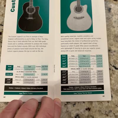 Ovation Price list catalog 1999 collector series Adamas II SMT custom elite celebrity image 5