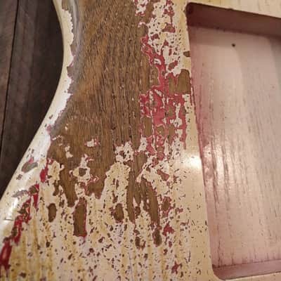 #202603 :: Baldman's Stratocaster (open) body in Aged Olympic White over Metallic Wine Red : Vintage image 3
