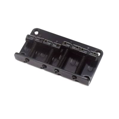 KD By AxLabs Vintage Style Bass Bridge - 4-Screw, 4-String, String-Through-Top - Black image 1