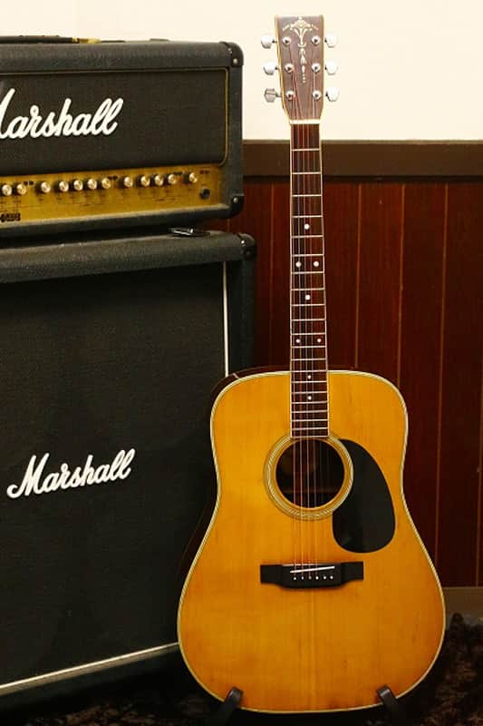 1977 made MILES 2000 D-25 Solid top Vintage Acoustic Guitar Made in Japan image 1