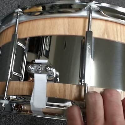 Acoutin 6.5x14" Custom Stave Red Oak/Steel Hybrid Snare Drum image 4