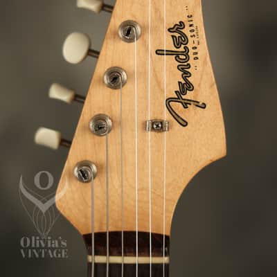 original 1962 Fender Duo-Sonic SLAB BOARD Shaded Sunburst/Maroonburst HANG TAG! image 3
