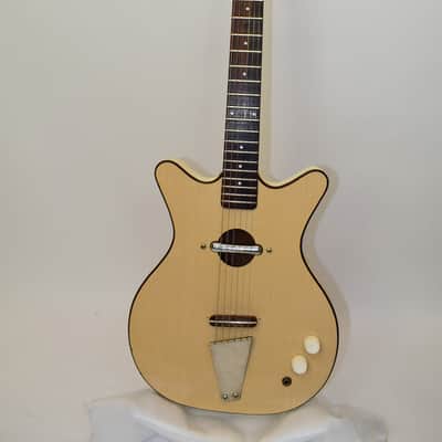 Vintage 60's Danelectro Convertible Hollow-Body Electric Guitar, Blonde w/ Gig Bag image 2