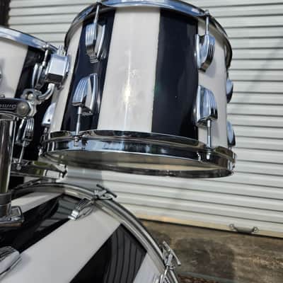 1970s Ludwig Vistalite Pro Beat 6pc Shell Pack 13/14/16/18/24" w/ Matching 5x14" Snare Drum - Pattern (F) Black/White image 3