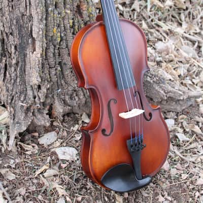 John Juzek 85 Violin Outfit with Case and Bow 4/4 size - Shaded Amber/Tobacco Brown Matte image 6