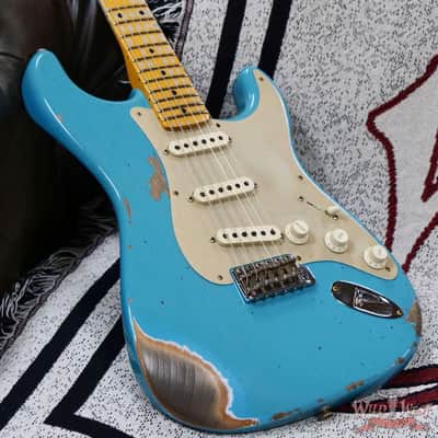 Fender Custom Shop Limited Edition 1958 Stratocaster AA Flame Maple Neck Heavy Relic Super Faded Aged Taos Turquoise 7.75 lbs image 8