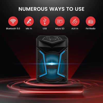 Portable Bluetooth PA Speaker System - 800W Outdoor Bluetooth Speaker Portable PA System w/ Microphone In, Party Lights, MP3/USB, FM Radio, Rolling Wheels - Mic, Remote image 2