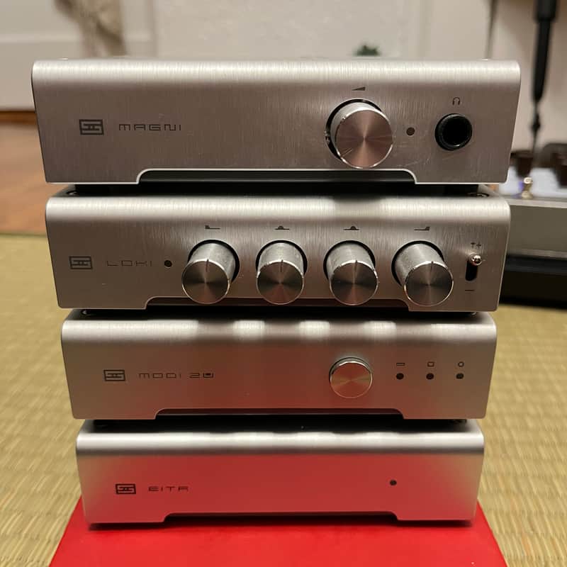 Schiit Eitr/Modi 2U/Loki/Magni 3 Stack Headphone Amp + DAC + EQ + USB-SPDIF Converter - Silver image 1