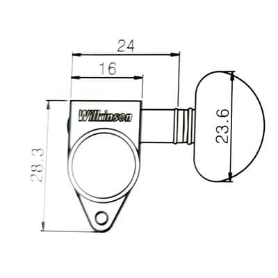 1 Black Wilkinson Left Side machine head with kidney bean button, staight screw image 8