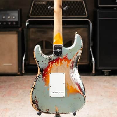 Fender Custom Shop 1965 Stratocaster Super Heavy Relic Electric Guitar - Super Faded Aged Firemist Silver over 3-Color Sunburst with Hardshell Case image 8