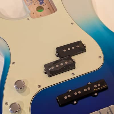 Left Handed 2022 Fender Player Plus Precision PJ bass Bel Air Blue fully loaded body image 5