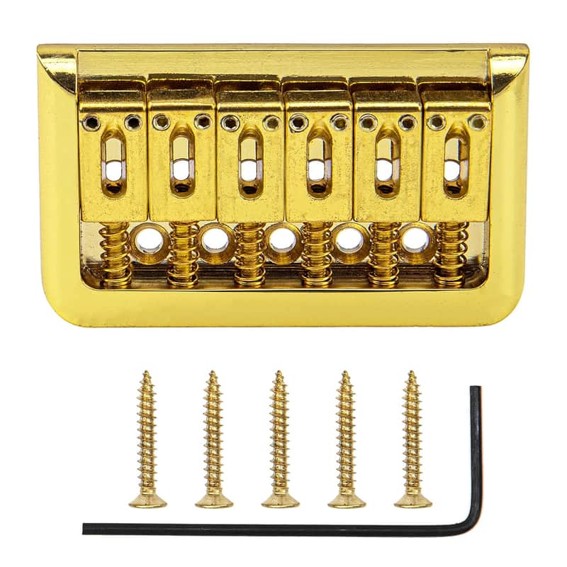 1Pcs Electric Guitar Hardtail Fixed Bridge Assembly Compatible With 6 String Fender Strat Stratocaster Tele Telecaster Guitar Parts (Gold) image 1