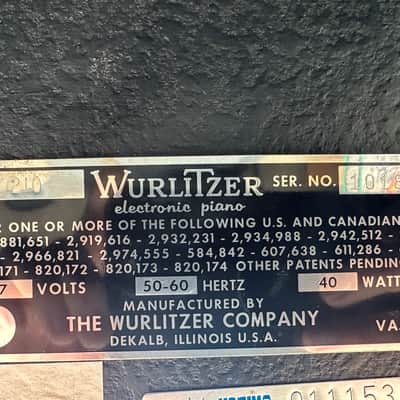 Wurlitzer 210 64-Key Electric Piano 1975 - 1979 - Black image 6