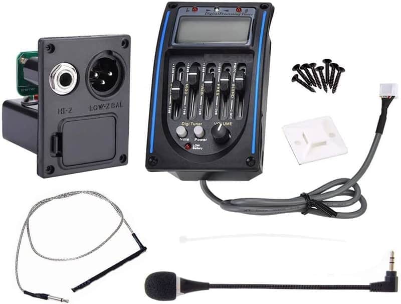 Piezo Pickup Acoustic Guitar 5 Band Preamp Amplifier Equalizer Tuner Digital Tuner Pickup with LCD Display and Volume Control EQ image 1