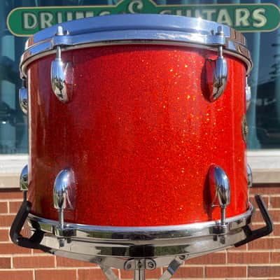 1960s Gretsch 9x13 Tom Single Drum Round Badge 6-Ply Tangerine Sparkle image 7