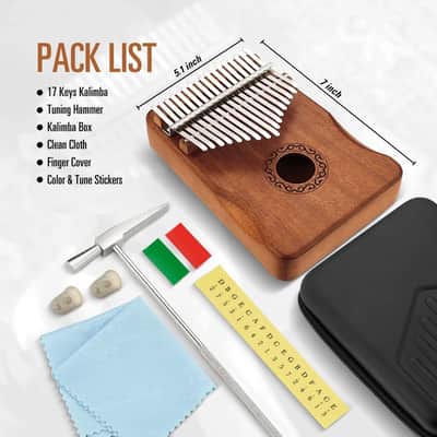 Kalimba Thumb Piano 17 Keys with Mahogany Wood,Mbira,Finger Piano Builts-in Waterproof Protective Box, Easy to Learn Portable Musical Instrument,Gift for Beginners (Mahogany) image 2