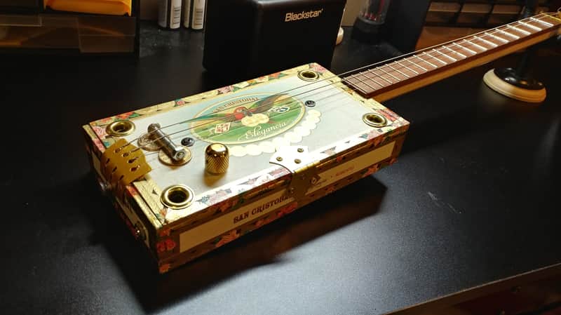 4 String San Cristobal Cigar Box Electric Guitar image 1