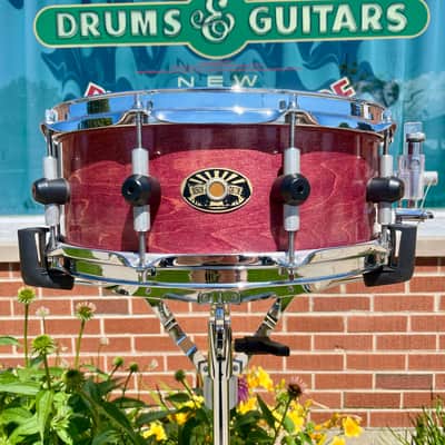 Bison Drum Company 5.5x14 Snare Drum Transparent Red Sparkle image 2