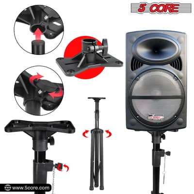 5 Core Speaker Stand Height Adjustable 60" Heavy Duty PA DJ Tripod Studio Monitor Stands image 4
