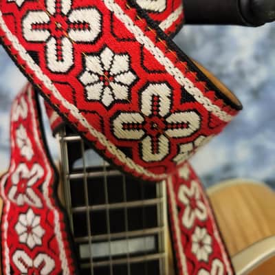 Rare Vintage 1960's Ace Style Amacord Vintage Red Black Hendrix Clapton Guitar Strap image 3