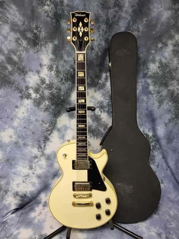 Video Demo Hohner Vintage RARE 1977 WHITE with Gold Hardware Hohner Japan L-59 Les Paul Style Electric Guitar New Strings Pro Setup Original Hard Shell Case image 1