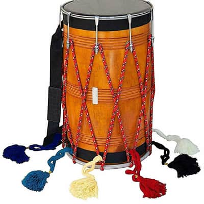 Handmade Designer Dhol,Mango Indian Musical Punjab Bhangra Wood Musical Instrument With Bag image 3