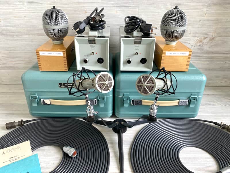 1974 Matched Stereo Pair Of Lomo 19A19 Tube Condenser Microphones w/Consecutive Serial Numbers image 1