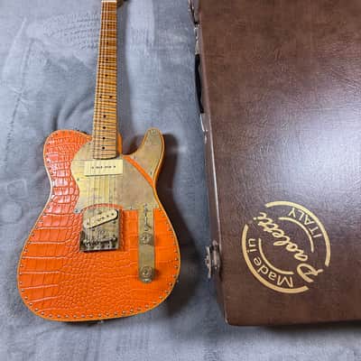 Paoletti Nancy Leather top 2019 - Orange Crocodile Leather Top image 1