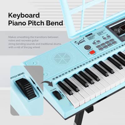 Glarry GEP-202 61-Key Keyboard Z-Stand with Piano Stool - Blue image 7