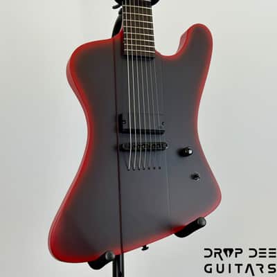 ESP LTD Phoenix-7 Baritone Black Metal 7-String Electric Guitar - Black Red Burst Satin image 3