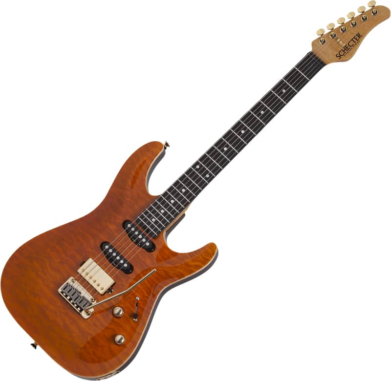 Schecter California Classic Series Electric Guitar w/ Case - Transparent Amber Bild 1