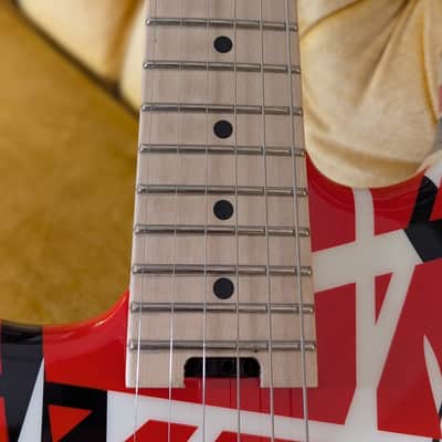 EVH Striped Series Left Handed Electric Guitar - Red, Black and White Stripes image 5