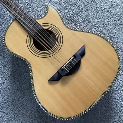 Natural Finish 10 String Acoustic Electric Guitar, Solid Spruce Top Body, Mahogany Neck, Rosewood Fingerboard