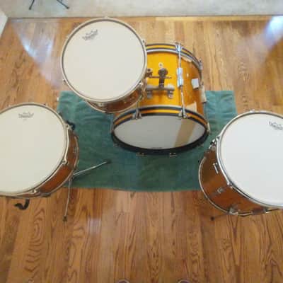 Ludwig Vintage 1966 Gold Sparkle Club Date Outfit W/ Matching Jazz Festival Snare - Amazing! image 23