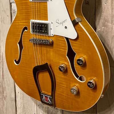 New Hagstrom SUVIK-DDL Super Viking Semi-Hollow Dandy Dandelion, Amazing Flame Maple, Support Small Business and Buy It Here! image 5