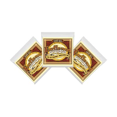Ernie Ball Guitar Strings 3-Pack 12-String Acoustic Earthwood Medium 2012