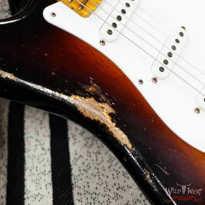 Fender Custom Shop Limited Edition 70th Anniversary 1954 Stratocaster Hardtail Heavy Relic Wide Fade 2 Tone Sunburst 6.90 LBS image 9