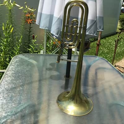 SUMMER DEAL F E OLDS LOS ANGELES .554 / .565 DUAL BASS TROMBONE 10INCH BELL SINGLE ROTAR 1948 EXCELLANT SHAPE ORG. CASE WITH MPC image 21