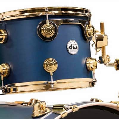DW Collectors Maple 3pc Shell Pack - Regal Blue Satin Oil With Gold HW image 3