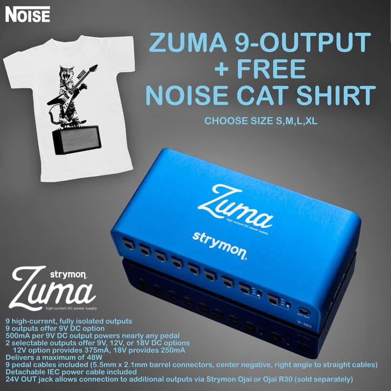 Strymon ZUMA + Free Noise Shirt 9-Output High Current DC Power Supply - Blue image 1
