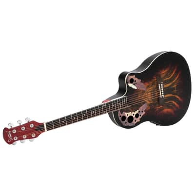 Glarry 41 inch Full-Size Cutaway Acoustic-Electric Guitar Grape Voice Hole Spruce Top Round Back 2020s - Sunset Color image 22