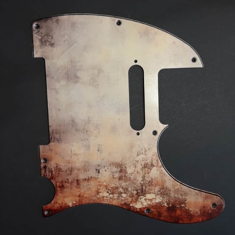Miraculum Workshop Tele-Style 8-Hole UV-Printed 3-Ply Pickguard 2026 - Vintage Rust Grunge image 1