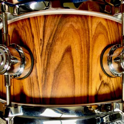 Like-New Fierce Drum Co., 13x5.5 Columbian Rosewood stave snare with all-DW hardware, Canopus and extra wires image 6