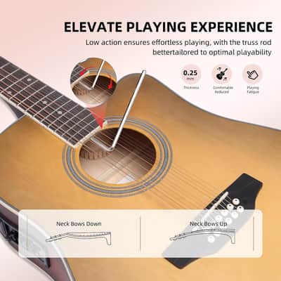 12 String Acoustic Electric Guitar, Full Size 42" Twelve String Guitar Bundle 4-Band EQ Electroacoustic Set Beginner Intermediate Adults, Bag, Picks, Capo, Cable, Strap (Brown, 42 Inch) image 3