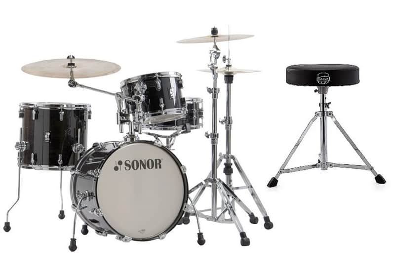 Sonor AQ2 Transparent Black Lacquer BOP 18x14_14x13_12x8_14x6 Shell Pack +Throne | Authorized Dealer image 1