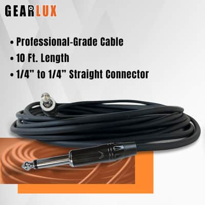 Gearlux 10-Foot Instrument Cable, Straight-Straight, Black - 3 Pack image 2