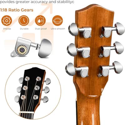 3/4 Acoustic Guitar Kit, 36 Inch Acustica Guitarra Dreadnought Bundle for Beginner Adult Youth Travel With Steel String Spruce Wood Gig Bag Tuner Pickguard, Right Hand image 2