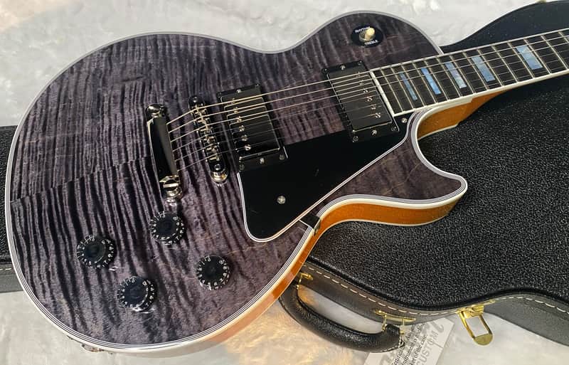 NEW! Gibson Dealer Select Custom Shop Les Paul Custom AAA Figured Flame Top - Transparent Black / Natural Back - Authorized Dealer - 8.8 lbs - G06805 image 1