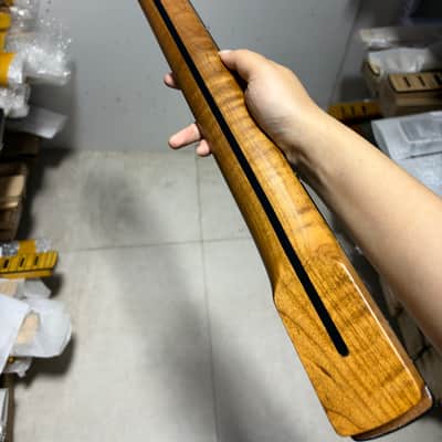 black blocks Inlay binding 22fret Roasted Flame Maple satin Electric guitar neck image 9