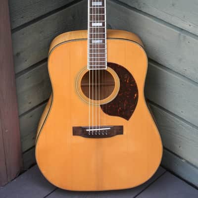 Yamaki YB400 Buffalo Head Dreadnought Guitar Circa 1980 Natural+Hard Case image 2